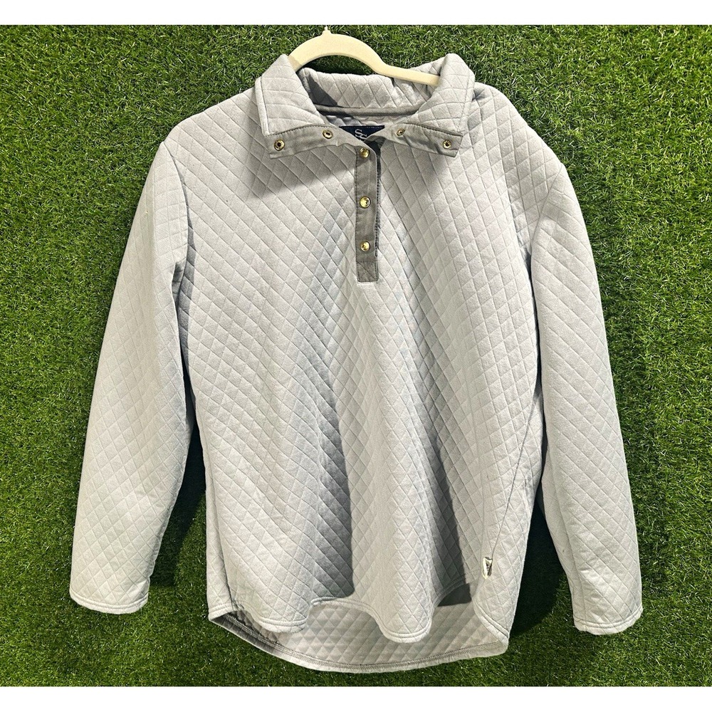 Simply Southern Women's XL Gray Quilted Pullover Quarter Button Collar